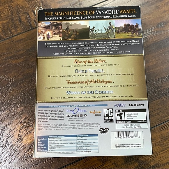 Final Fantasy XI Online: Vana'diel Collection 2008 (PC, 2008) Complete/Inserts - Picture 2 of 5